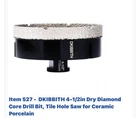 Dkibbith 4-5/16 In Dry Diamond Core Drill Bit, Tile Hole Saw For Ceramic Porcela New. Price: $29.99.