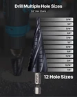 Step Drill Bit, 3/16 To 7/8 Inch, 1/4 Hex Shank, Fiberglass New. Price: $22.91.
