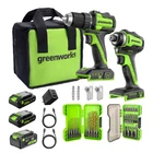 Greenworks 24V Drill Impact Driver Combo Kit 3 Batteries Charger Bits Set New. Price: $392.99.
