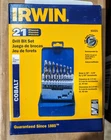 Irwin 63221 21PC. Jobber Length Cobalt Drill Bit Set- Same Day Shipping New. Price: $43.95.