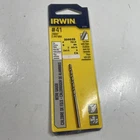 Irwin #41 81141 Jobber Drill Bit, 0.096 Dia, 2-3/8 Oal, Spiral Flute, New. Price: $8.99.