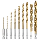 9-PIECE 1/4" Hex Shank Drill Set, Titanium Plating Hss From 1/16" New. Price: $20.99.