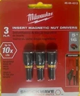 Milwaukee 49-66-4513 Shockwave 5/16" Magnetic Insert Nut Driver (3 Pk) New. Price: $5.50.