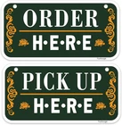 Order Here & Pick Up Sign - Pack, 12 X 6 Rust Free Green Yellow New. Price: $17.30.