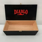 Diablo Cigar Box Unique Shape Gift Storage Novelty Wood Brass Hinges Black Red Used. Price: $36.95.