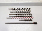 Greenlee, Irwin Auger Bit Drill Lot, 1-3/8" 18", 1-1/4" 17", Milwaukee Ext Used. Price: $34.95.