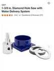 Qep 1-3/8 In. Diamond Hole Saw With Water Delivery System Open. Price: $14.99.