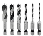 6PCS 1/4" Quick Change Hex Shank Wood Brad Point Stubby Short Drill Bit Set Hss New. Price: $14.12.