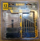 Dewalt 13-PIECE Titanium Split Point Drill Bit Set DW1363 New. Price: $24.99.