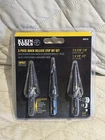 Klein Tools Step Drill Bit Set, Quick-release, Double Fluted, 3-PIECE QRST2S New. Price: $39.99.