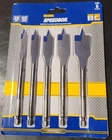New Irwin Speedbor 88885 5PC Spade Bit Set - 3/8", 1/2", 5/8", 3/4", & 1". Price: $14.99.