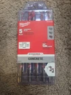 Milwaukee Shockwave Carbide Hammer Drill Bit Set Pc Concrete Chn 48-20-9051 New. Price: $18.75.