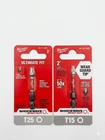 Milwaukee Shockwave 2" Impact Bit Bundle T25 & T15 Torx Star (2-PACK) New Tool. Price: $21.99.