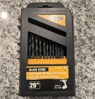 Warrior Black Oxide M2 Steel Drill Bit Set 29PC 1/16-1/2 3/8" Shanks 61803 New. Price: $11.39.