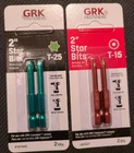 Grk Fasteners (2) T-15 Red & T25 Green 2-IN Star Drill Bits 187427 187443 New. Price: $7.49.