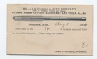 1887 Greenfield Ma Postal Card Wiley & Russell Mfg Screw Cutting Ad H.6296. Price: $7.99.