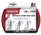Diablo Impact Step Bit Set 3-PIECE Up To 6X Life Metal & Pvc DSD0875 New. Price: $74.99.