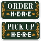 Order Here & Pick Up Sign - Pack, 12 X 6 Rust Free Green Yellow New. Price: $17.30.