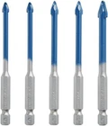 Bosch PTBX05 Pc Porcelain Tile Drill Bit Set Carbide Tip Hex Shank New. Price: $44.99.