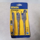 Irwin Speedbor 3PC 87950 Blue Groove Spade Bit Set Open. Price: $11.74.
