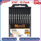 Montana Brands MB-63194 Drywall Out Drill Bits, 3/16" 10 Pack Smooth Cutting New. Price: $63.17.