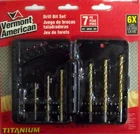 Vermont American 12383 7 Piece Titanium Twist Drill Bit Set 1/16"-1/4" With Case New. Price: $5.00.