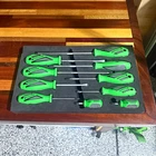 Matco Tools Premium 10-PIECE Screwdriver Set Green/black W/ Box SSPC10GC Open. Price: $210.00.