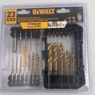 Dewalt 23 Pc. Titanium Nitride Coated Drill Bit Set For Hammer W/case New. Price: $18.89.
