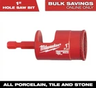 Milwaukee 49-56-0517, 1-IN. Diamond Max Hole Saw For Porcelain, Tile And Stone New. Price: $28.20.