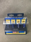 Ryobi A25RS04 Straight Wood Router Bit Set 1/4", 3/8", 1/2" 5/8" Used. Price: $23.79.