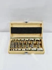 Drill Master 16PC Forstner Bit Set Tin Sizes 1/4 -2-1/8 39812 Wood Case Used. Price: $36.41.