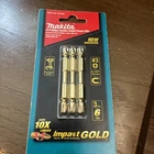 Makita #3 Impact Gold Phillips Double-ended Power Bits PIECES/6 New. Price: $35.00.