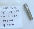 T21 Alfa Tools 1/4" 18 Npt Hss Usa 142208 Flute Plug Tap Used. Price: $17.99.