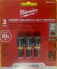 Milwaukee 49-66-4513 Shockwave 5/16" Magnetic Insert Nut Driver (3 Pk) New. Price: $5.50.