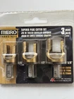 Mibro 3-PC Tapered Plug Cutter Set 414161 Titanium Coated 3/8', 1/2' & 5/8" Open. Price: $20.00.