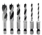 6PCS 1/4" Quick Change Hex Shank Wood Brad Point Stubby Short Drill Bit Set H... New. Price: $17.82.