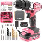 Pink 18V Cordless Drill Set With 58-PIECE Bit & Carrying Case New. Price: $99.99.