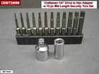 Craftsman Tools Pc Adapter Set 12 Long Torx Bit Security New. Price: $18.95.