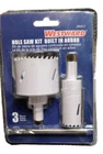 Westward 29VX11 Hole Saw Kit, 3 Pcs. New. Price: $24.96.