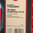 Hyper Tough 3431 15-PIECE Titanium-coated Drill Bit Set, Gold Used. Price: $10.00.