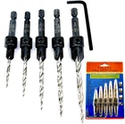 Countersink Drill Bit Set 5 Pc #4#6#8#10#12 Tapered For Woodworking New. Price: $32.21.
