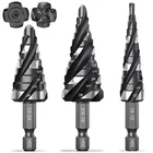 Thinkwork Four Spiral Flute Step Drill Set, 3 Pcs Hss (1/8"- New. Price: $38.29.