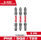 Milwaukee 48-32-4319 3PC Shockwave Impact Duty PH2/SQ2/T25 Double Ended Bits New. Price: $12.75.