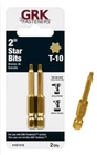 Grk T-10, 2-IN. Yellow Steel Star Bits, One 2-PACK = Two 187419 New. Price: $6.99.