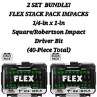 2) Flex Stack Impacks 1/4-IN 1-INSQUARE/ROBERTSON Impact Driver Bits New. Price: $17.10.