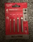 Milwaukee Tile & Natural Stone Carbide Drill Bit Set 4PC 48-20-8998 New. Price: $12.99.