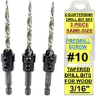 Ftg Usa Pc 10 3/16 Countersink Drill Set Tapered For Wood New. Price: $38.24.