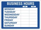 Cosco Static Cling Sign, Business Hours, 10" X 14", Blue And New. Price: $18.99.