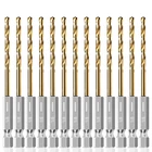 13PC 1/8" Titanium Coated Twist Hex Shank Drill Bit Set, 135 Degree Tip Hss New. Price: $12.71.