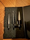 3 Piece Multi Hole Step Drill Bit Quick Release With Case New. Price: $18.50.